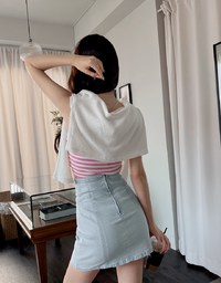 【Den!m LITE】Perfect Waistline Denim SKIRT Airy Lightweigth Fabric Extra High Waisted Slim Fit Jeans Skirt DNA