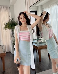 【Den!m LITE】Perfect Waistline Denim SKIRT Airy Lightweigth Fabric Extra High Waisted Slim Fit Jeans Skirt DNA