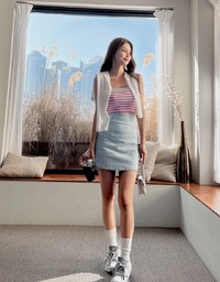 【Den!m LITE】Perfect Waistline Denim SKIRT Airy Lightweigth Fabric Extra High Waisted Slim Fit Jeans Skirt DNA
