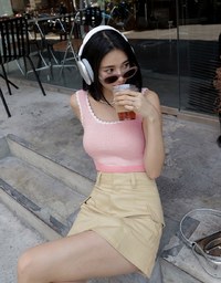 A Line High Waisted Cargo Style Skirt