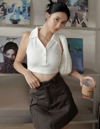 A Line High Waisted Cargo Style Skirt