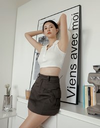 A Line High Waisted Cargo Style Skirt