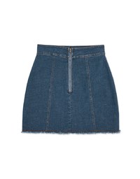 Detailed Distressed Hem Denim Jeans Skirt