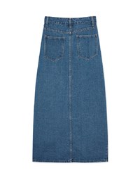 Concealed Placket Slit Denim Jeans Maxi Skirt