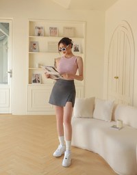 Fake Pocket Design Suit Skorts