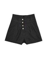 High Waisted Button Denim Jeans Shorts
