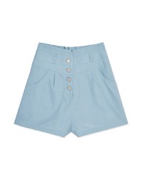 High Waisted Button Denim Jeans Shorts