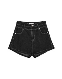 High Waisted Slit Denim Jeans Shorts