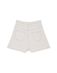 Stitched Distressed Hem Denim Jeans Shorts