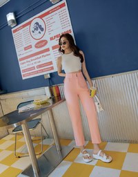 Wide Waist Denim Jeans Cropped Pants