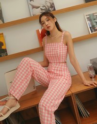 Versatile Checkered Straight Leg Pants