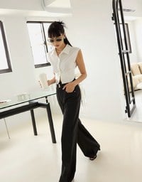 Drawstring Denim Jeans Straight Leg Pants