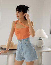 【Den!m LITE】Perfect Waistline Denim SHORTS Lightweigth Fabric Extra High Waisted Slimming Jeans Skirt DNA