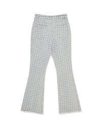 Houndstooth Distressed Hem Denim Jeans Pants