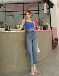 Casual Slit Straight Denim Jeans Pants