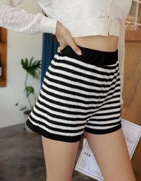Knit Striped Elasticated Shorts