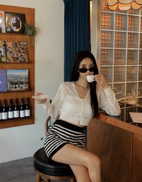 Knit Striped Elasticated Shorts