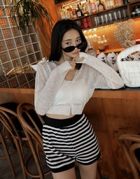 Knit Striped Elasticated Shorts