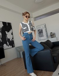 U-shaped Denim Jeans Flare Pants