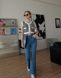 U-shaped Denim Jeans Flare Pants