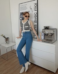 U-shaped Denim Jeans Flare Pants