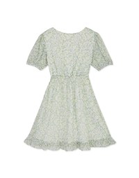 Floral Puff Sleeve Fishtail Mini Dress