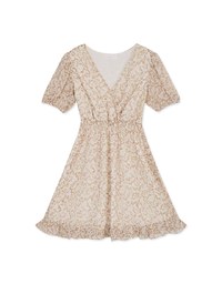 Floral Puff Sleeve Fishtail Mini Dress