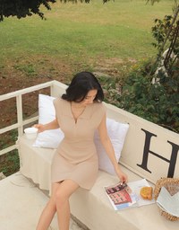 Lapel Collar Knit Vest Mini Dress