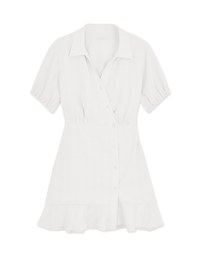Diagonal Button Fishtail Mini Dress
