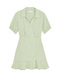 Diagonal Button Fishtail Mini Dress