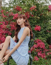 Halter Neck Checkered Tiered Mini Dress