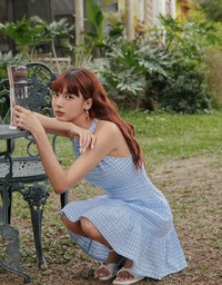 Halter Neck Checkered Tiered Mini Dress