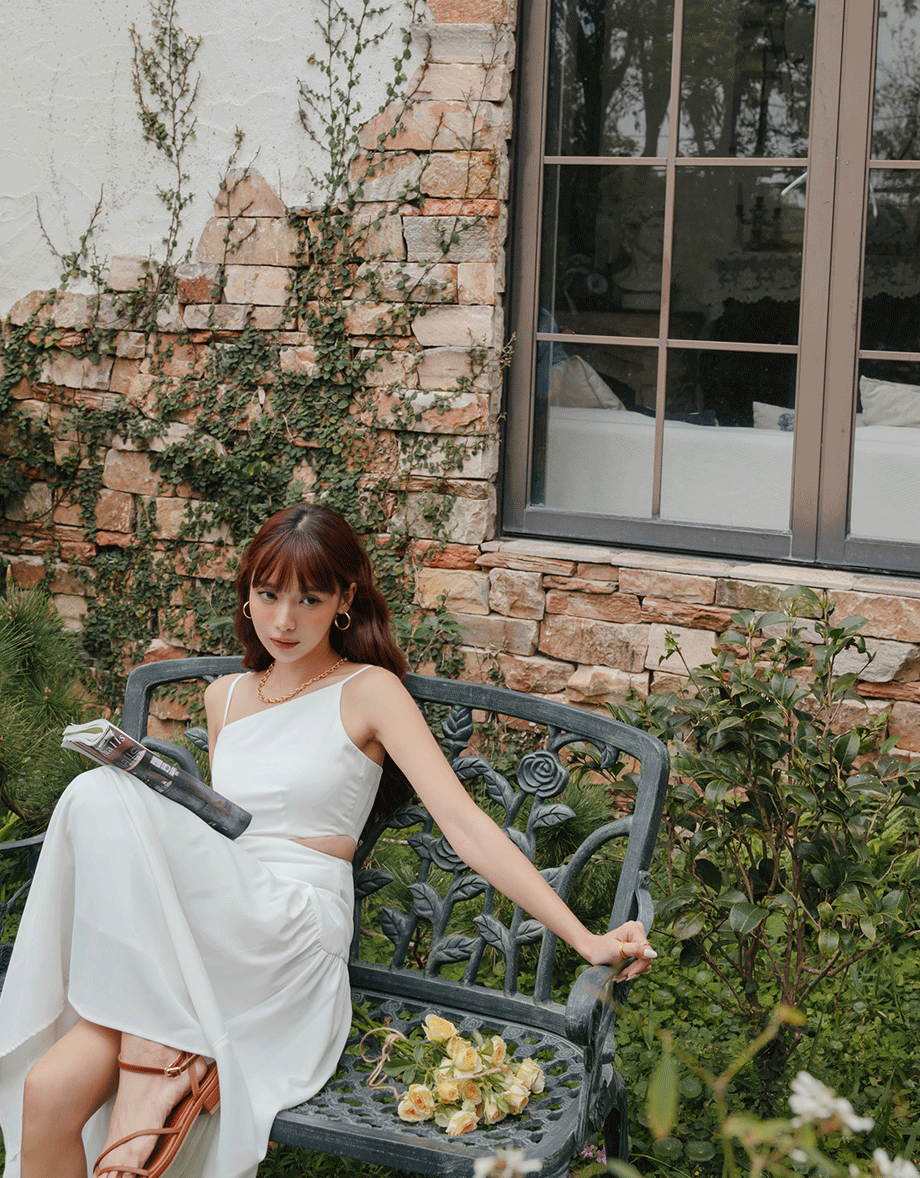 Hollow Waist Irregular Splice Maxi Dress