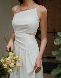 Hollow Waist Irregular Splice Maxi Dress