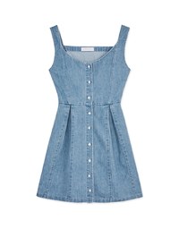 Button Denim Jeans Tank Mini Dress