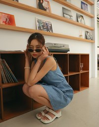Button Denim Jeans Tank Mini Dress