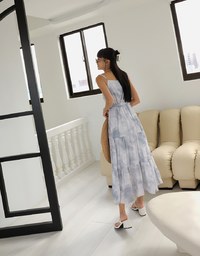 Tie Dye Thin Strap Maxi Dress (With Belt)