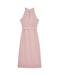 Halter Slit Belted Maxi Dress (With Padding)