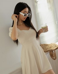 Puffed Sleeves And Irregular Hem Long Dress
