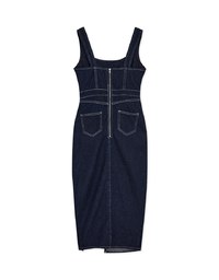 Très Chic Denim Jeans Slit Maxi Dress