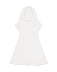 Collar Tie Back Ribbon Shirt Mini Dress