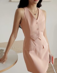 Edgy Smart V Neck Mini Dress
