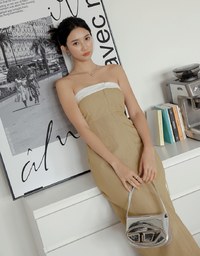 Colour Contrast Slit Tube Midi Dress