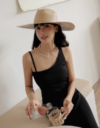 Asymmetric Bodycon Slit Maxi Dress (With Padding)