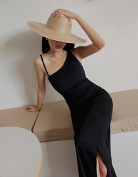 Asymmetric Bodycon Slit Maxi Dress (With Padding)