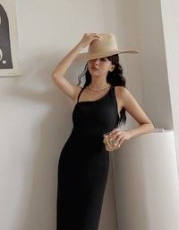 Asymmetric Bodycon Slit Maxi Dress (With Padding)