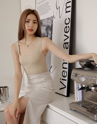 Spliced Slit Tank Maxi Dress