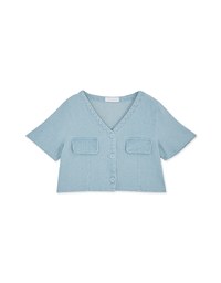 Buttoned Denim Jeans Crop Blazer Jacket