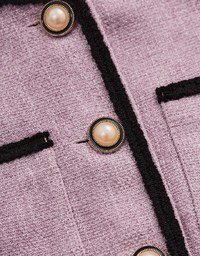 Tweed Beaded Button Crop Blazer Jacket