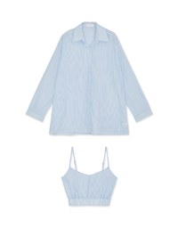 Two Piece Striped Long Blouse Shirt